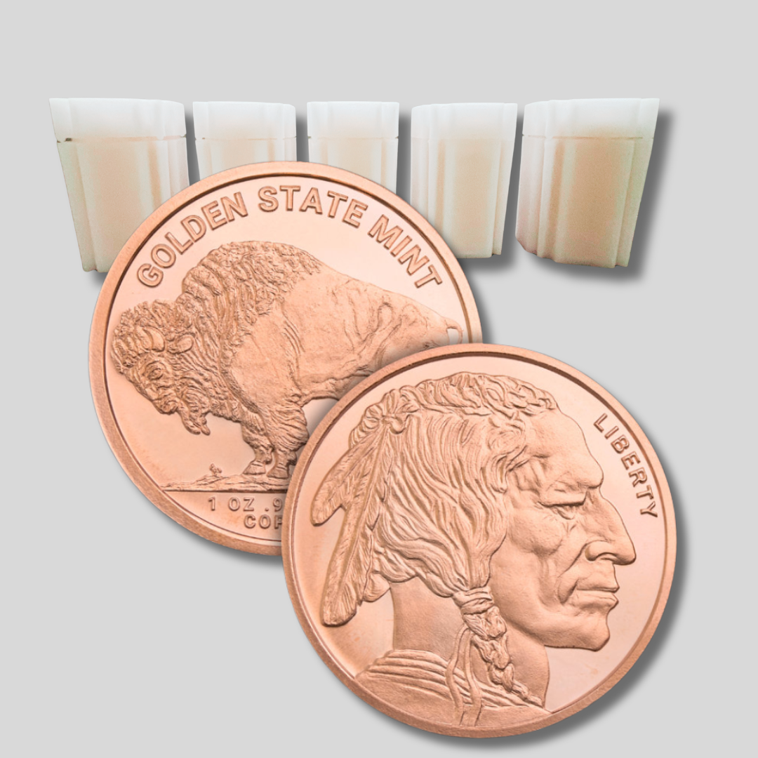 100 oz Buffalo Copper Rounds .999 Fine Copper Bullion Lot Golden State Mint