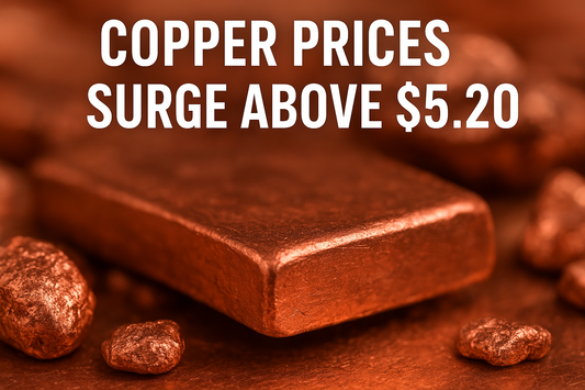 Copper metal texture and bullion pieces representing the surge in copper futures driven by tight supply