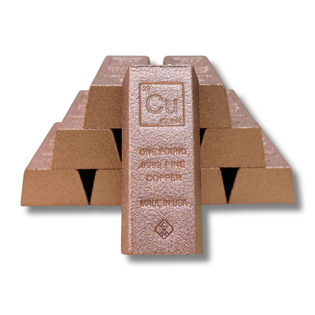 1 lb .9999 fine copper trapezoid bar by Liberty Copper