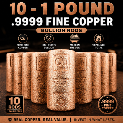 1 LB .999 Fine Copper Bullion Round Bar – Elemental Design Stamped with Cu Symbol