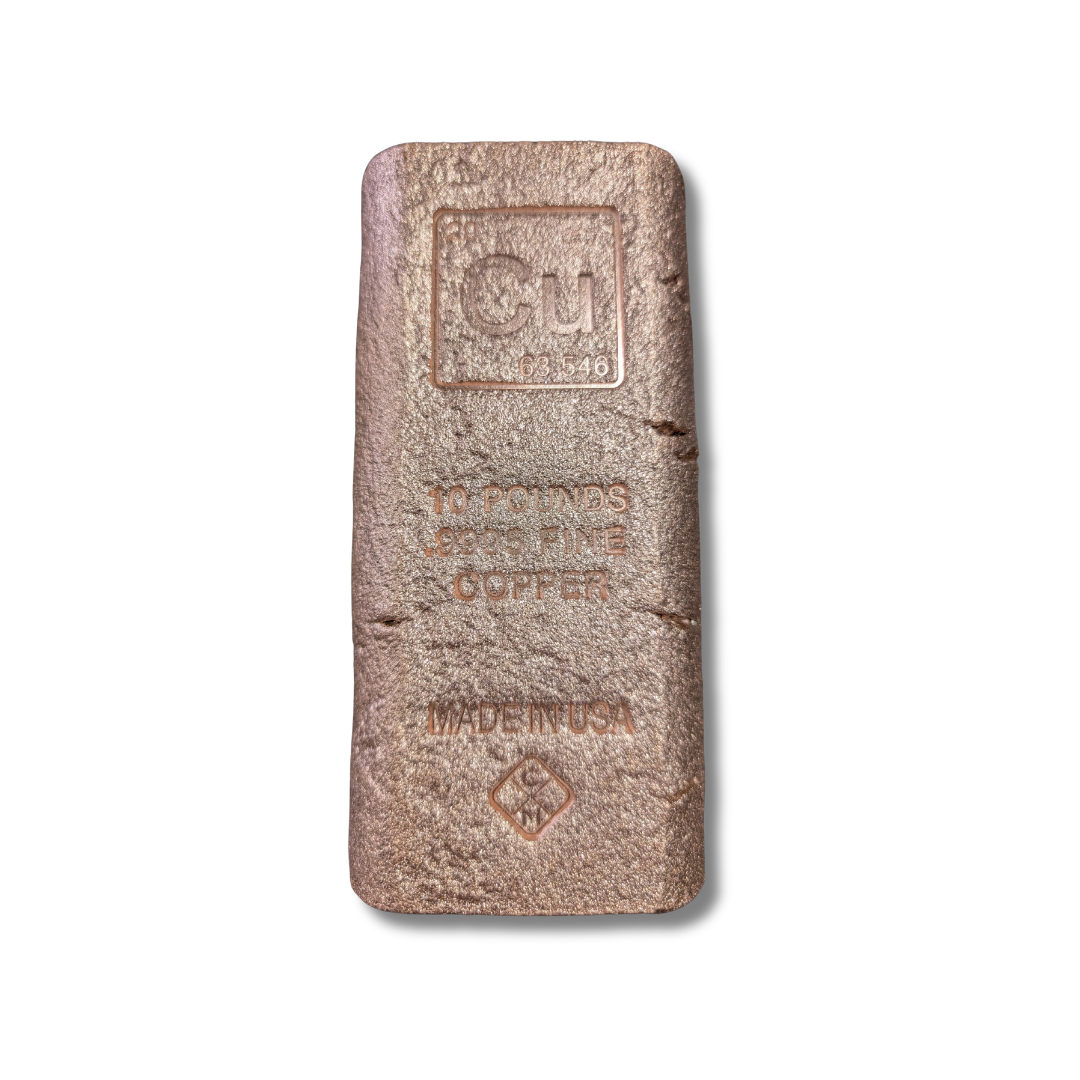 10 lb copper bar, .999 fine copper bullion, elemental copper bar, Chalcolithic Metals copper, Cu copper bar, collectible copper bullion