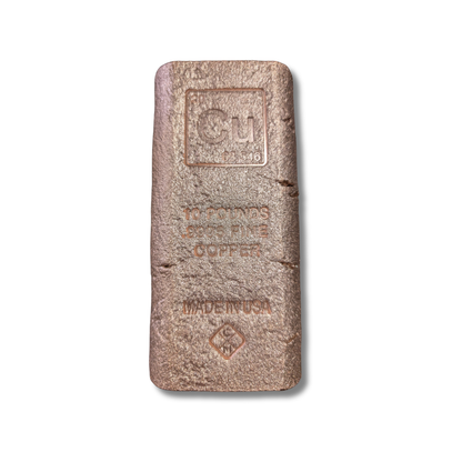 10 lb copper bar, .999 fine copper bullion, elemental copper bar, Chalcolithic Metals copper, Cu copper bar, collectible copper bullion