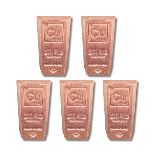 5 kilo copper, copper bar bundle, 1 kg copper bar, .999 fine copper, copper bullion, bulk copper, copper stacking, copper ingot, buy copper bars, cu element copper