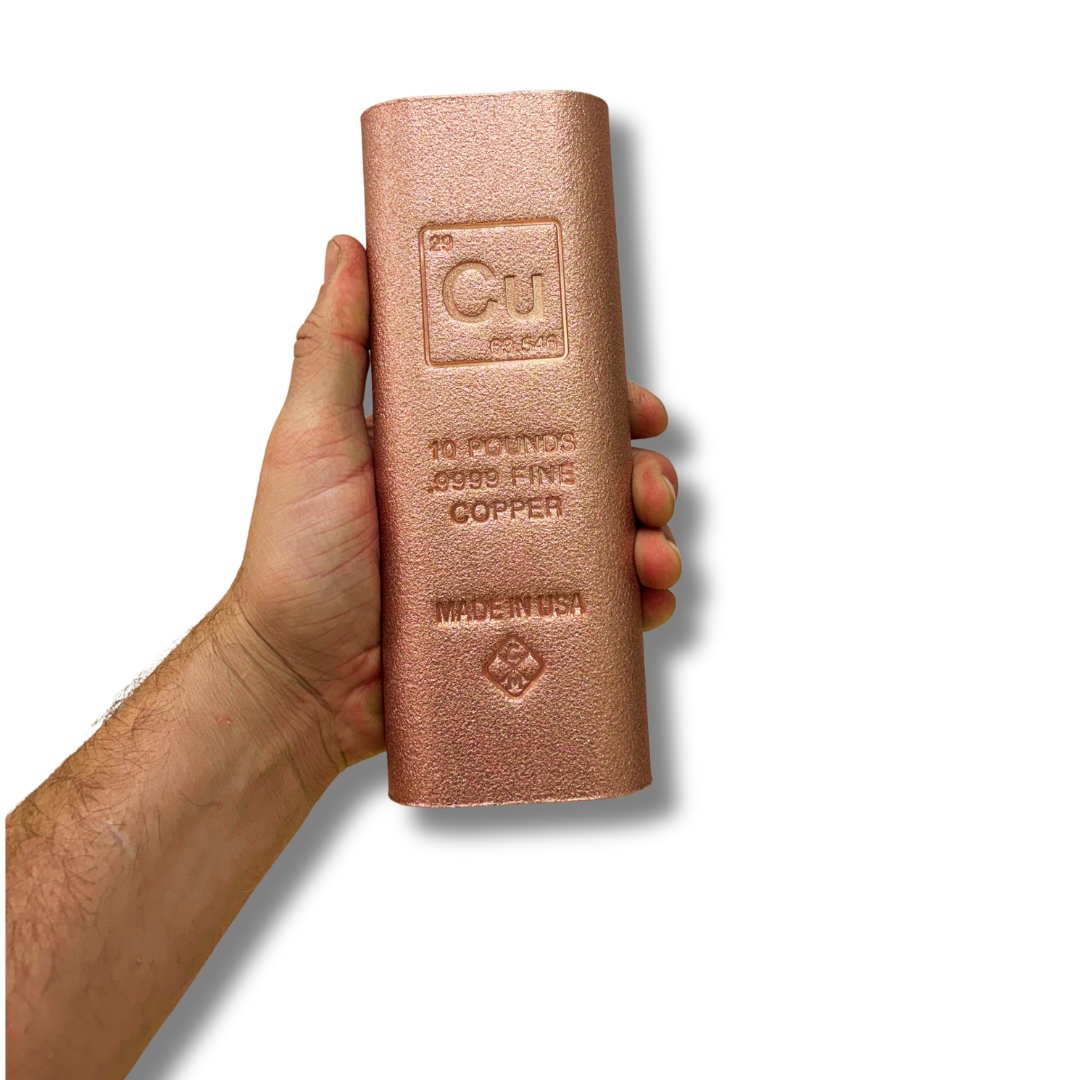 10 lb .9999 fine copper bar with rounded edges by Liberty Copper