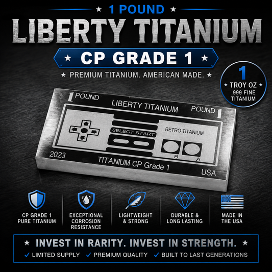 1 lb Titanium Bar – CP Grade 1 – Retro Game Controller Design – Etched Titanium Ingot