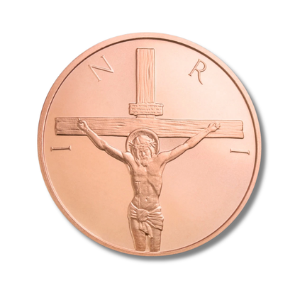 1 oz Copper Round, Silver Shield, Crucifixion of Christ, Jesus Christ, Christian Coin, Christian Gift, Religious Copper Round, .999 Fine Copper, Copper Bullion, 2026 Copper Round, Collectible Copper, Faith, Liberty Copper