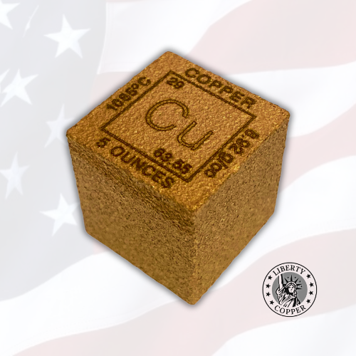 Collectable 5 oz copper Cu Element Cube. Bullion