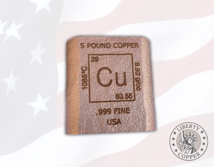 Cu Element 5 Pound Copper Bullion Bar by Liberty Copper