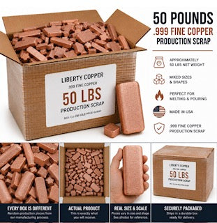 50 LB .999 Fine Copper Bullion Bars – Bulk Production Material Lot | Made in USA