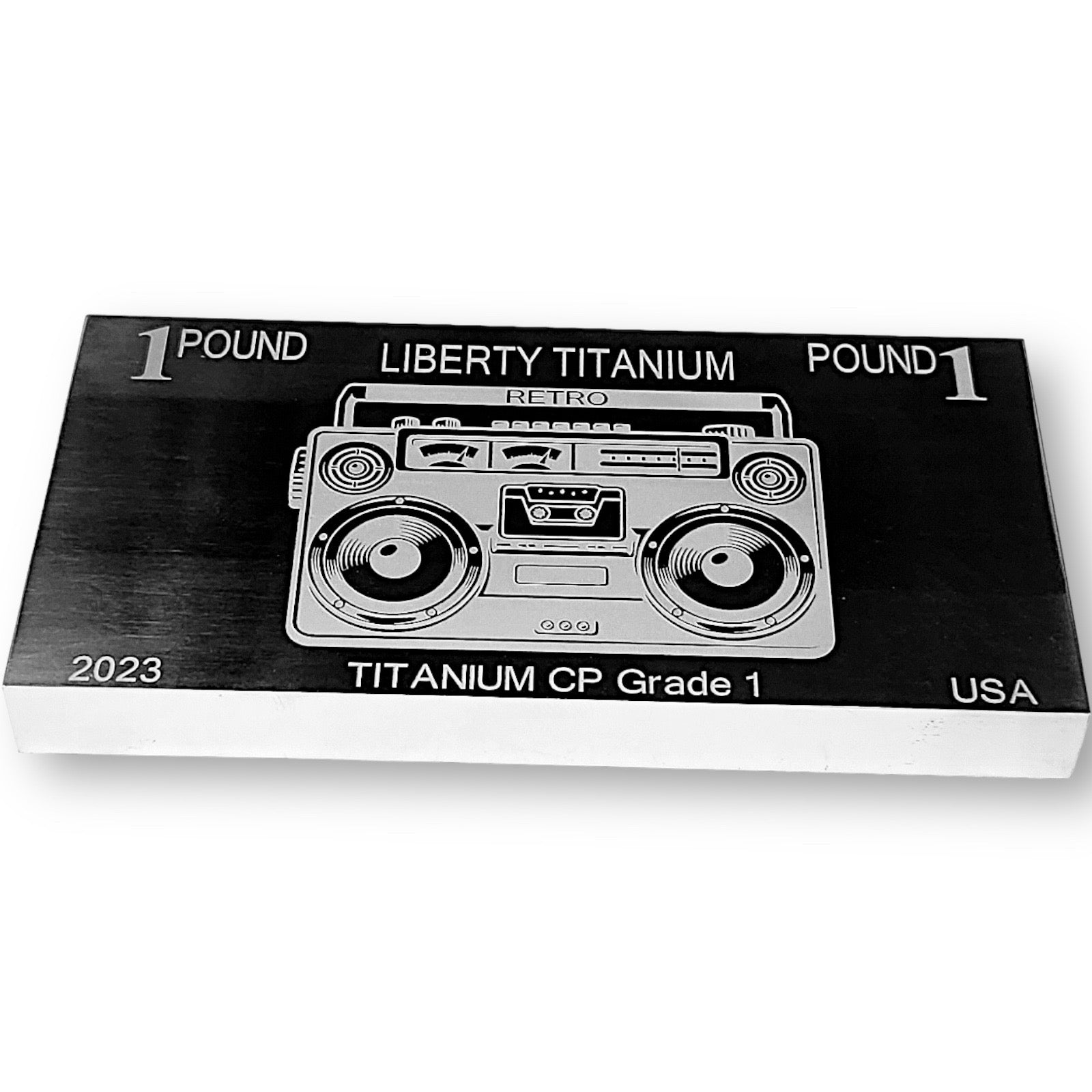 Retro Boombox 1 pound titanium bullion bar - retro series by Liberty Copper
