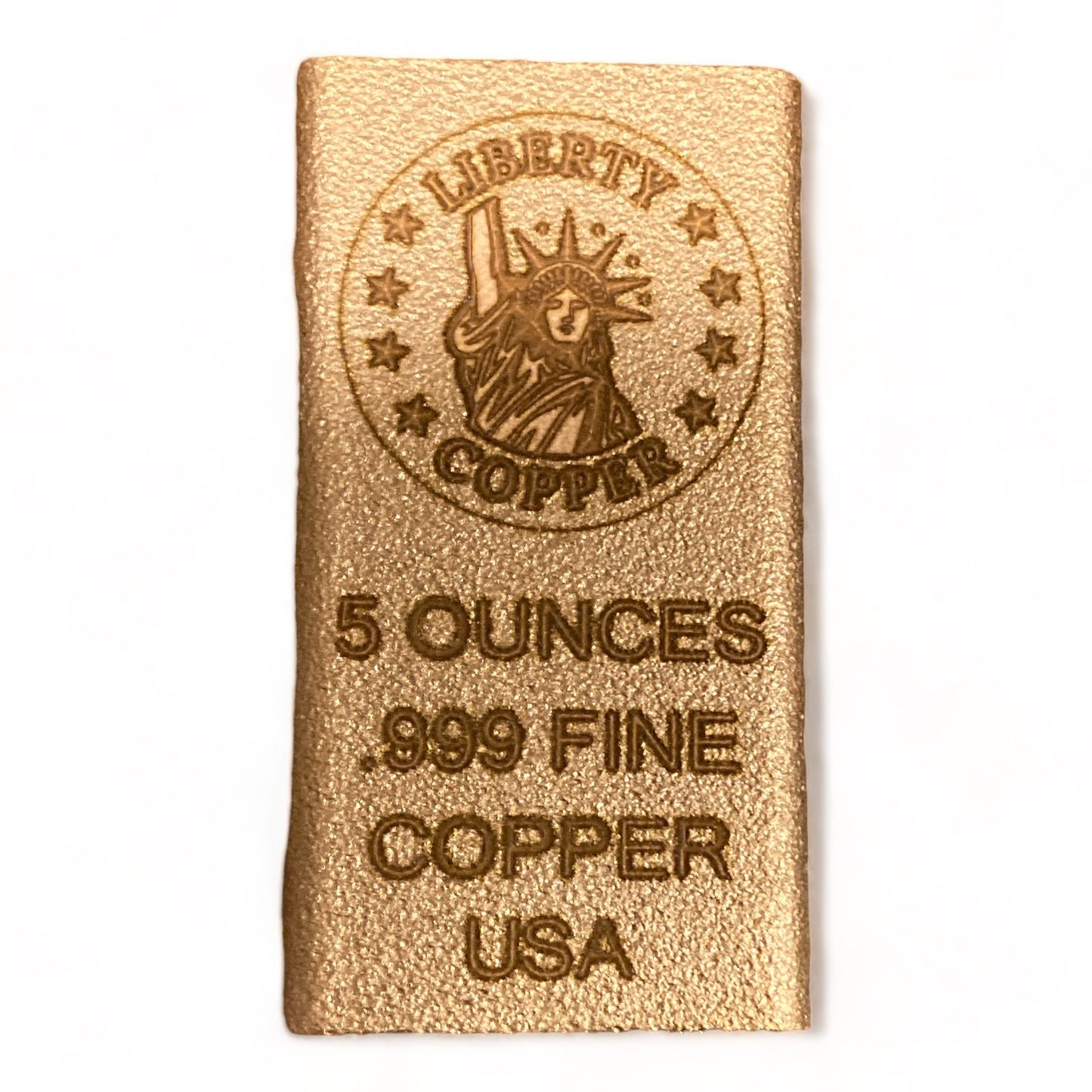Liberty Copper 5 oz copper bar .999 Fine Bullion'