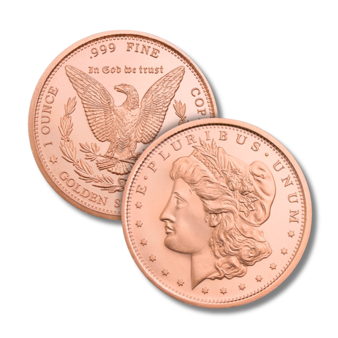 morgan copper round, 1 oz copper round, .999 fine copper, copper bullion round, morgan dollar copper round, copper collector, copper stacking, buy copper rounds, copper investment, american copper bullion, liberty copper, copper medallion, copper coin round, made in usa copper round, copper bullion USA