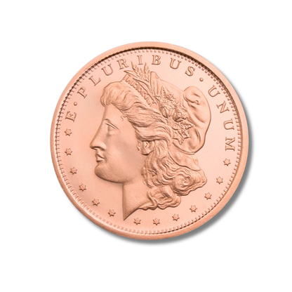 morgan copper round, 1 oz copper round, .999 fine copper, copper bullion round, morgan dollar copper round, copper collector, copper stacking, buy copper rounds, copper investment, american copper bullion, liberty copper, copper medallion, copper coin round, made in usa copper round, copper bullion USA
