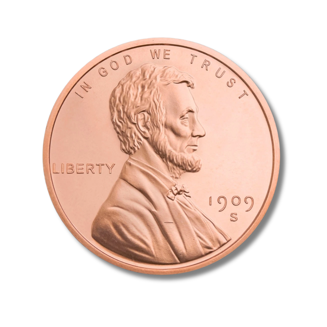 lincoln copper round, wheat cent copper round, 1 oz copper round, .999 fine copper, abraham lincoln copper round, golden state mint copper, copper bullion round, buy copper rounds, copper stacking, copper collector, copper investment, wheat penny copper round, made in USA copper rounds, liberty copper