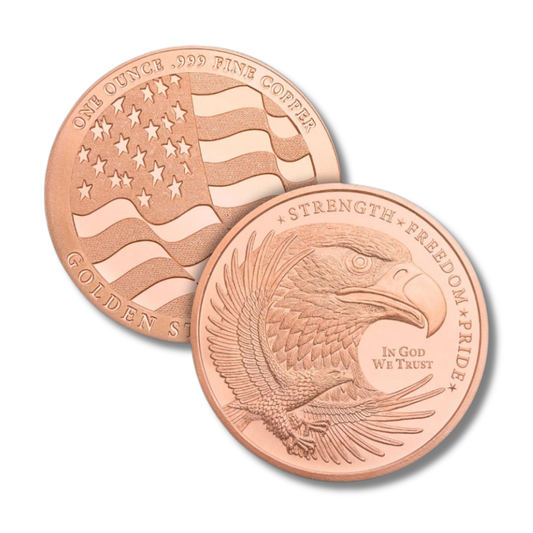 copper eagle round
1 oz copper round
.999 fine copper
golden state mint copper
eagle copper bullion
patriotic copper round
copper bullion round
american eagle copper round
buy copper rounds
copper stacking
copper collector
made in usa copper rounds
liberty copper
copper investment
copper bullion USA