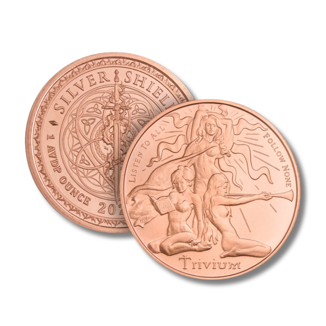2026 Trivium Girls
Trivium Girls copper round
Silver Shield copper round
1 oz copper round
.999 fine copper
copper bullion round
Silver Shield collection
copper collector
copper stacking
philosophy coin
grammar logic rhetoric
buy copper rounds
copper bullion USA
collectible copper rounds
Liberty Copper