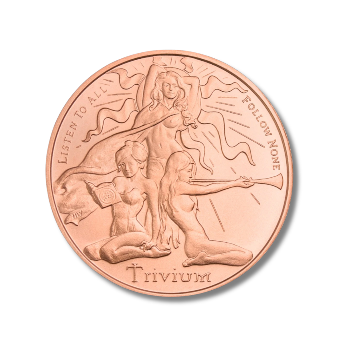 2026 Trivium Girls
Trivium Girls copper round
Silver Shield copper round
1 oz copper round
.999 fine copper
copper bullion round
Silver Shield collection
copper collector
copper stacking
philosophy coin
grammar logic rhetoric
buy copper rounds
copper bullion USA
collectible copper rounds
Liberty Copper
