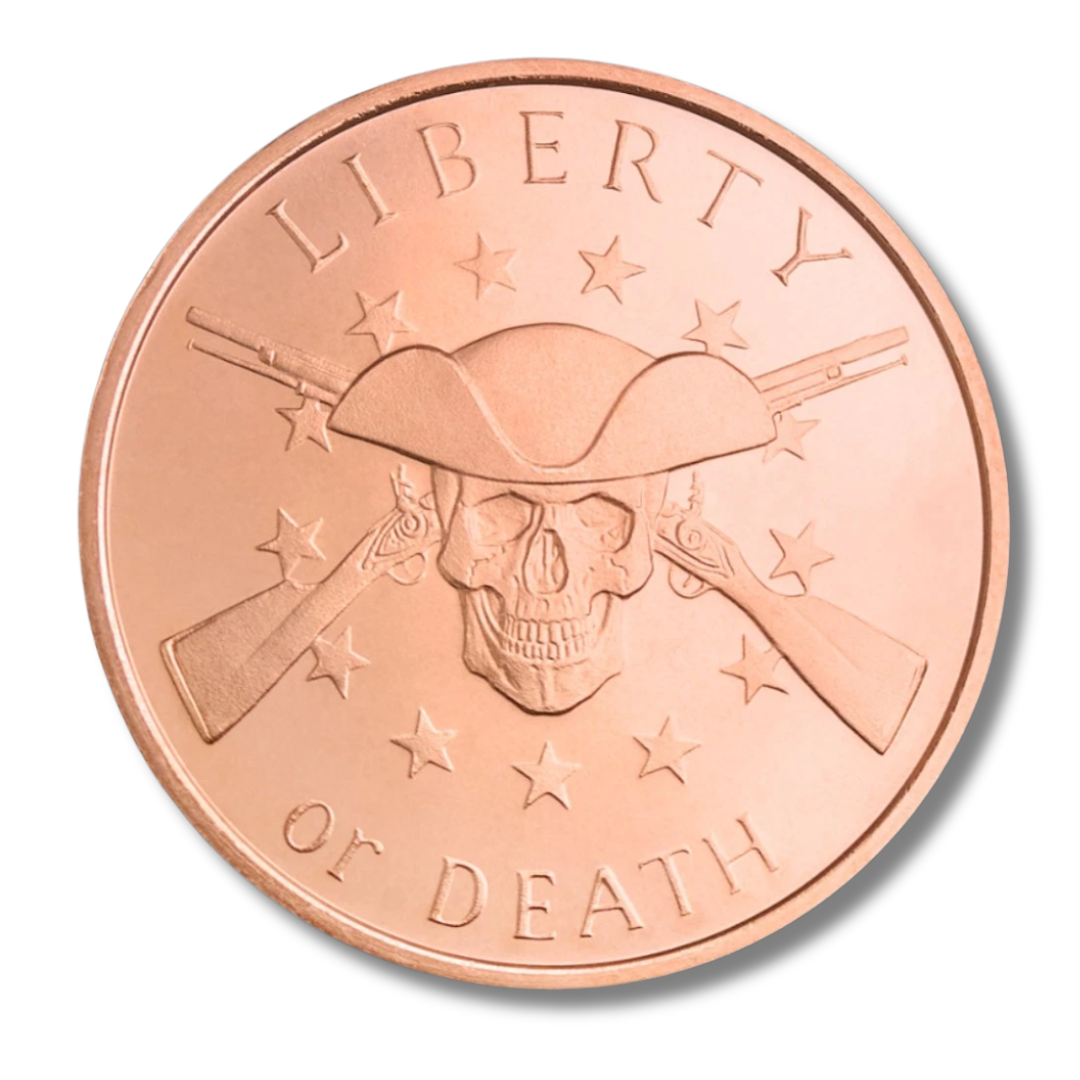 Silver Shield, Give Me Liberty Or Give Me Death, Patrick Henry, Copper Round, .999 Fine Copper, American Revolution, Patriotic Copper, Liberty Round, Collectible Copper, Copper Bullion, American History, Copper Stacker, 2026 Copper Round, USA Made, Freedom Collection