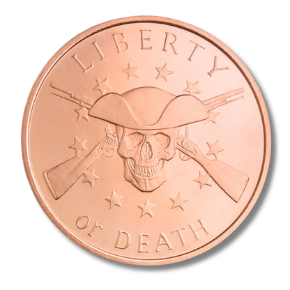 Silver Shield, Give Me Liberty Or Give Me Death, Patrick Henry, Copper Round, .999 Fine Copper, American Revolution, Patriotic Copper, Liberty Round, Collectible Copper, Copper Bullion, American History, Copper Stacker, 2026 Copper Round, USA Made, Freedom Collection