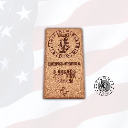 5 oz Copper Bar - Aquarius by Liberty Copper