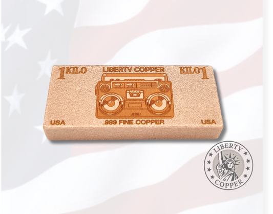 Retro Copper Boombox 1 kilo copper bar by Liberty Copper