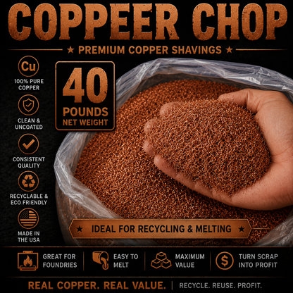40 lb pure copper chop and copper shavings for melting, casting and foundry use