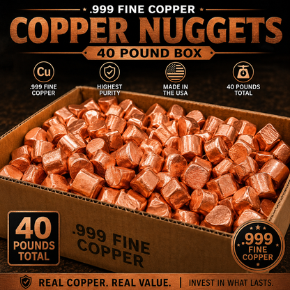40 LB Box of Pure Copper Nuggets – .999% Pure Bullion Metal