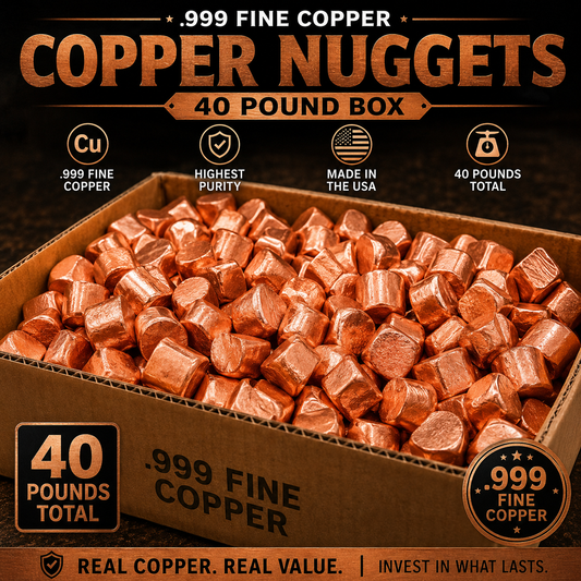 40 LB Box of Pure Copper Nuggets – .999% Pure Bullion Metal