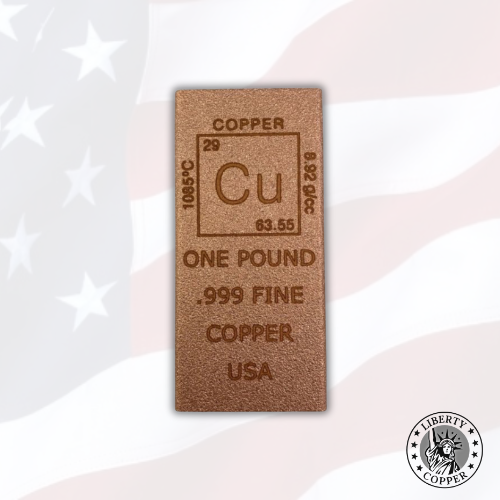 Cu Element 1 pound Copper Bullion Bar by Liberty Copper