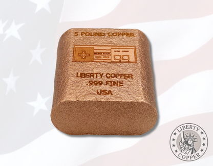 RETRO COPPER - GAME CONTROLLER DESIGN - 5 POUND .999 FINE COPPER BULLION BAR By Liberty Copper