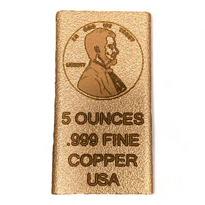 Collectable Lincoln Head 5 oz .999 Fine Copper Bullion Bar