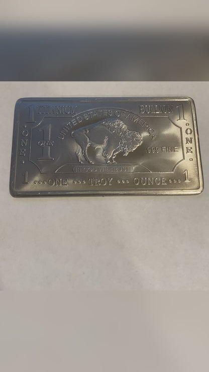 Collectable Buffalo 1 oz .999 fine Titanium Bar by Liberty Copper