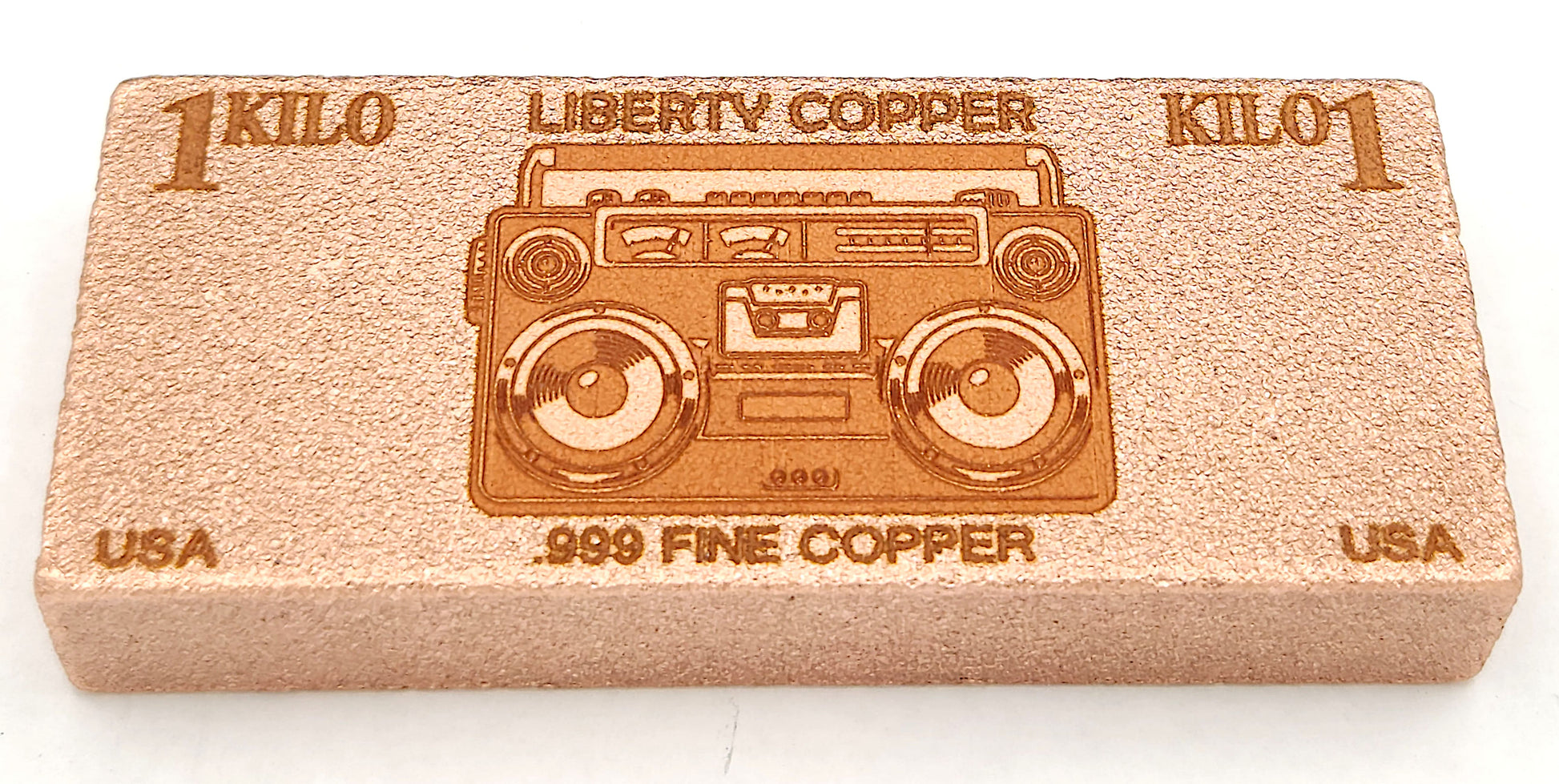 Retro Copper Boombox 1 kilo copper bar by Liberty Copper