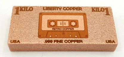 Retro Copper Cassette 1 kilo Copper Bar by Liberty Copper