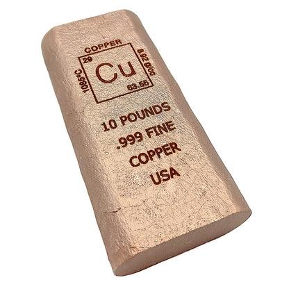 10 POUND .999 FINE COPPER BAR - ELEMENT DESIGN - SATIN FINISH by Liberty Copper