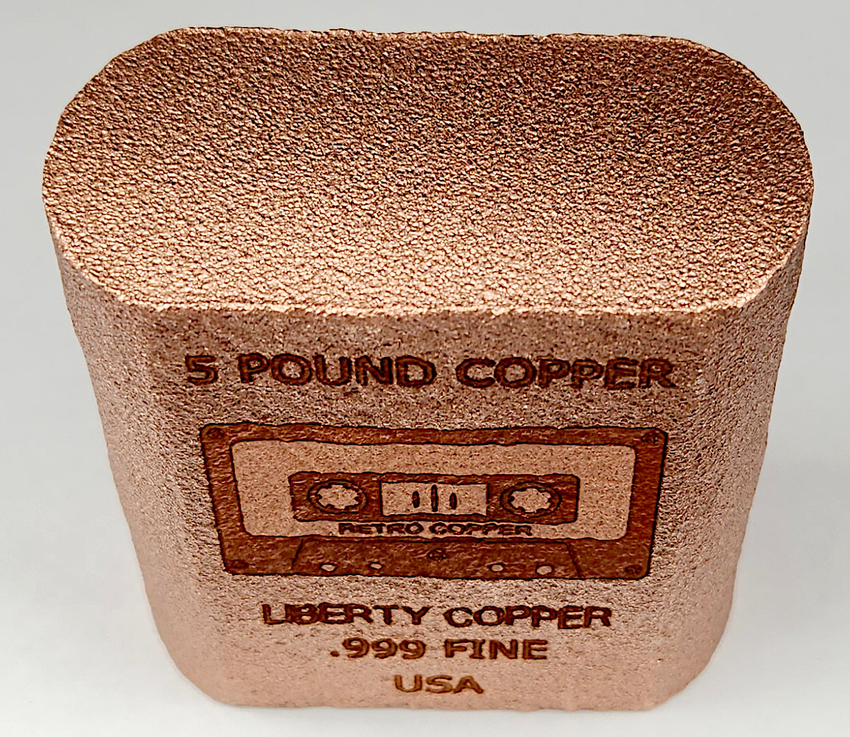 Retro Copper 5 pound copper bullion bar cassette tape By Liberty Copper