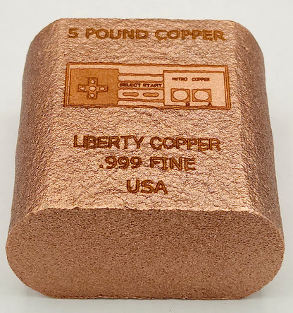 RETRO COPPER - GAME CONTROLLER DESIGN - 5 POUND .999 FINE COPPER BULLION BAR By Liberty Copper