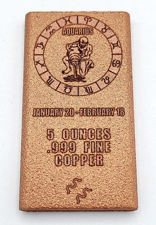 5 oz Copper Bar - Aquarius by Liberty Copper