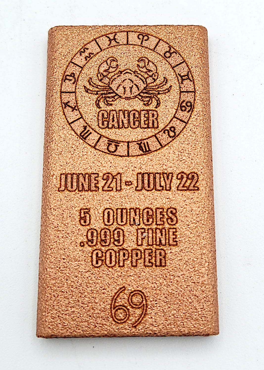 5 oz Copper Bar - Cancer by Liberty Copper