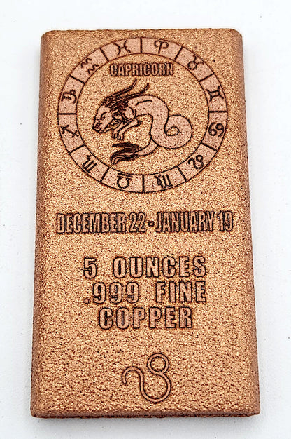 5 oz Copper Bar - Capricorn by Liberty Copper