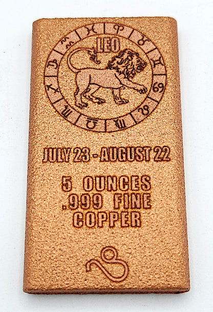 5 oz Copper Bar - Leo by Liberty Copper