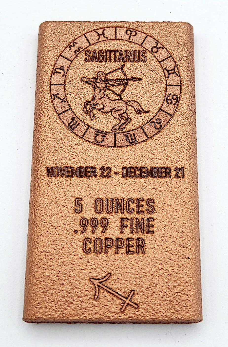 Sagittarius - 5 oz Copper Bar .999 Fine Copper Bullion by Liberty Copper