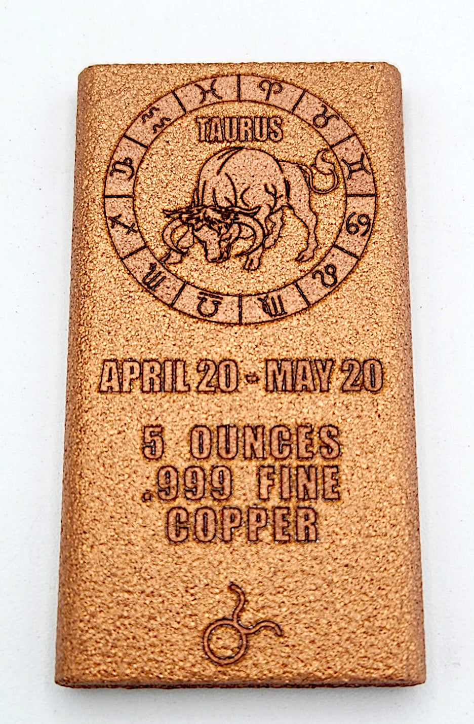 Taurus - 5 oz Copper Bar .999 Fine Copper Bullion by Liberty Copper