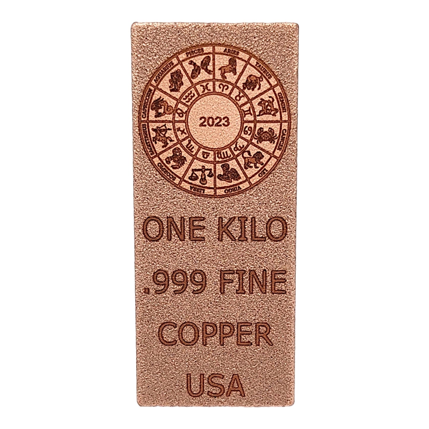 ZODIAC DESIGN - 1 KILO .999 FINE COPPER Bullion by Liberty Copper