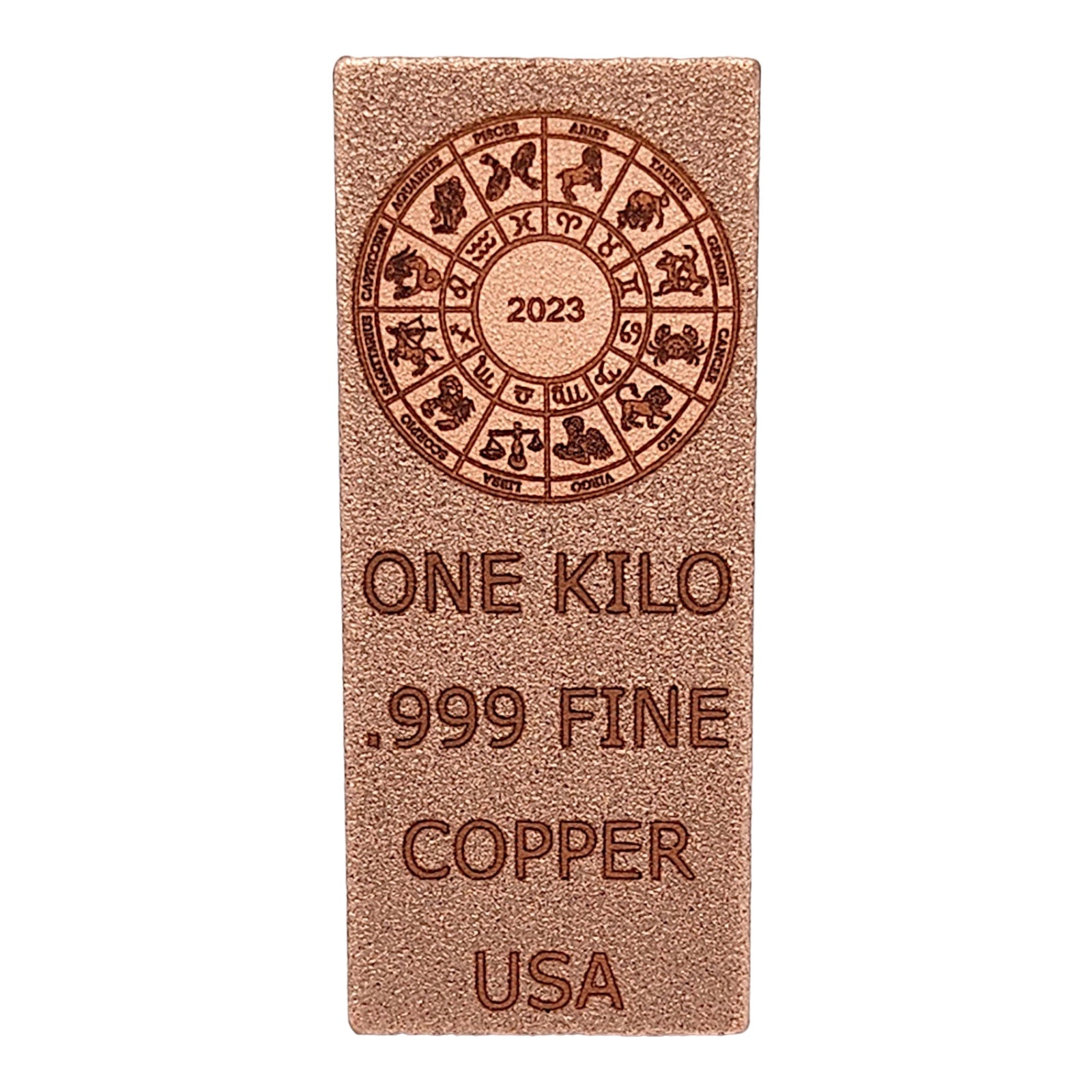 ZODIAC DESIGN - 1 KILO .999 FINE COPPER Bullion by Liberty Copper