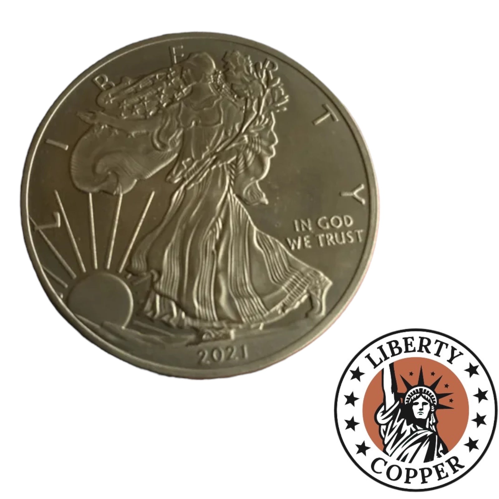 Walking Liberty Eagle Round 1 Oz Titanium Bullion Round by Liberty Copper